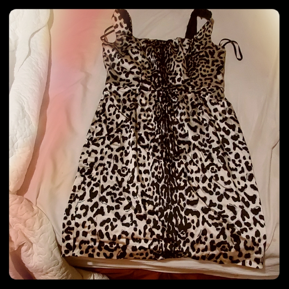 White house black market leopard print satin dress